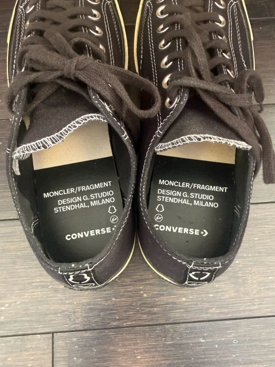 FRAGMENT DESIGN x MONCLER x CONVERSE UNISEX SNEAKERS, US MENS 9/WOMENS 11, BLACK - Picture 9 of 14